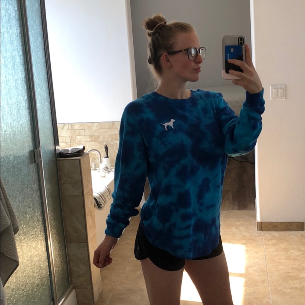 Long sleeve PINK blue tie-dye shirt